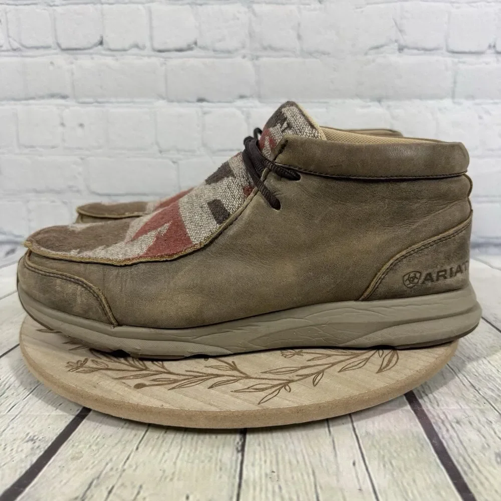 Ariat Men's Leather Chukka Boots Size 10.5 EE Wide Brown Moc Toe Comfort